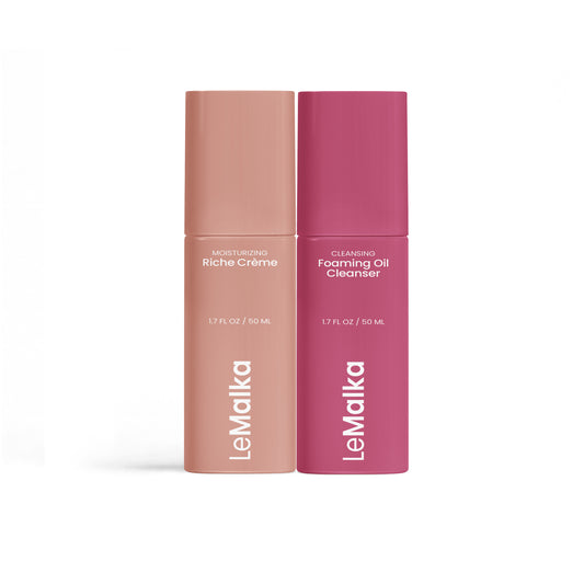 Clean & Hydrate Face Hydrating Face Cleanser bundle by La Malka, showcasing moisturizing and cleansing products.